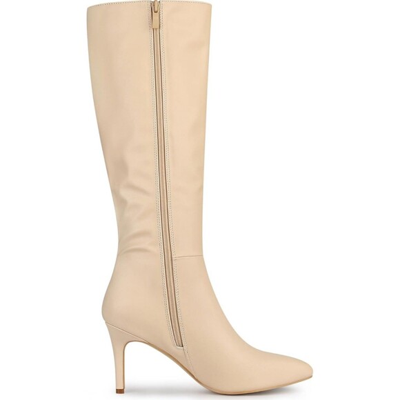 Allegra K Women's Pointed Toe Stiletto Heels Knee High Boots Nude Size 6.5 - Picture 3 of 7